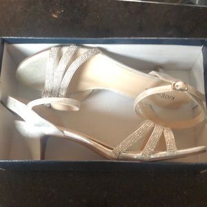 Silver low heel diamond in-crested shoe